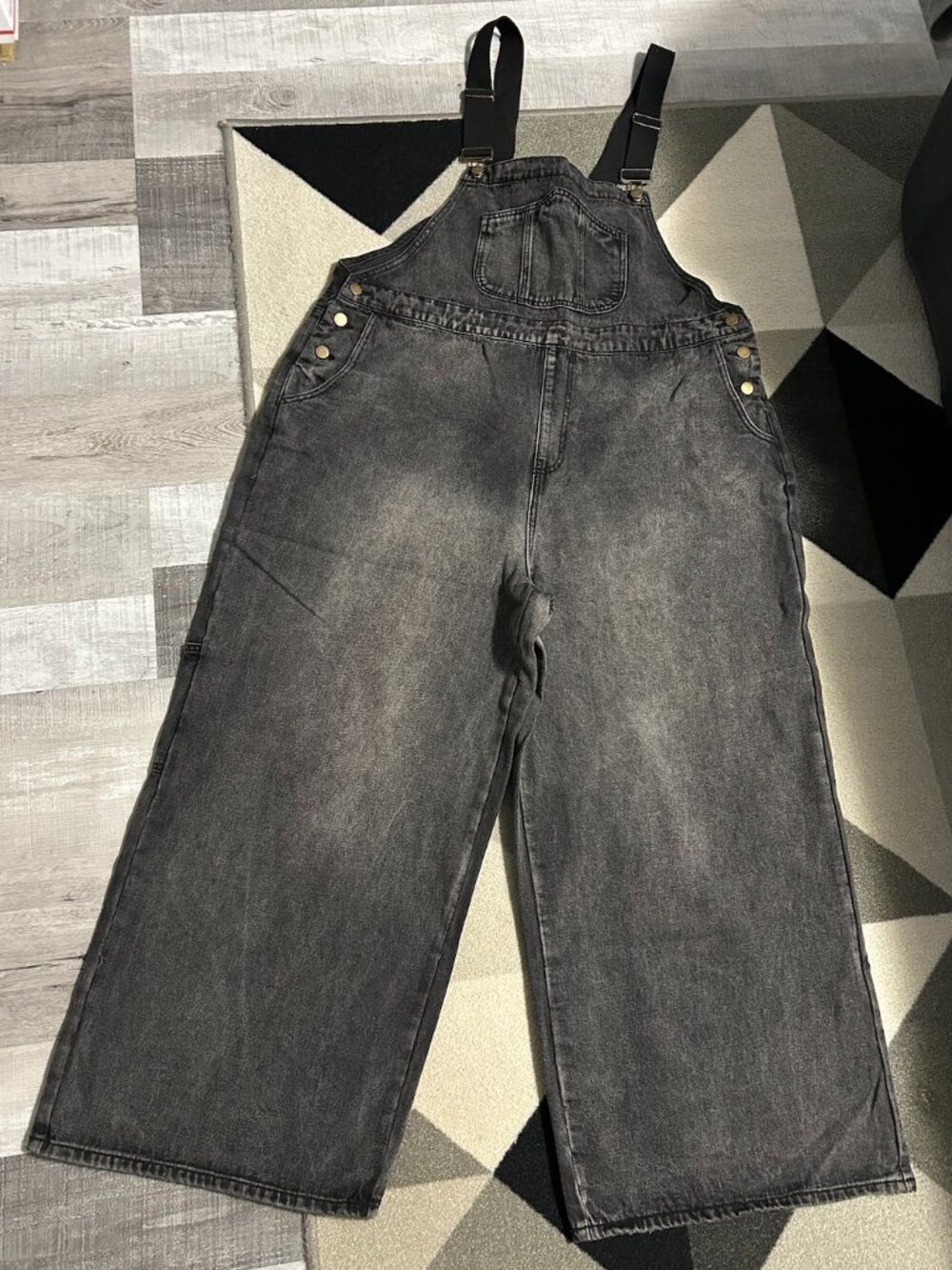 NWT Cider Black Washed Denim Relaxed Fit/Wide Leg Overalls Women's 2XL